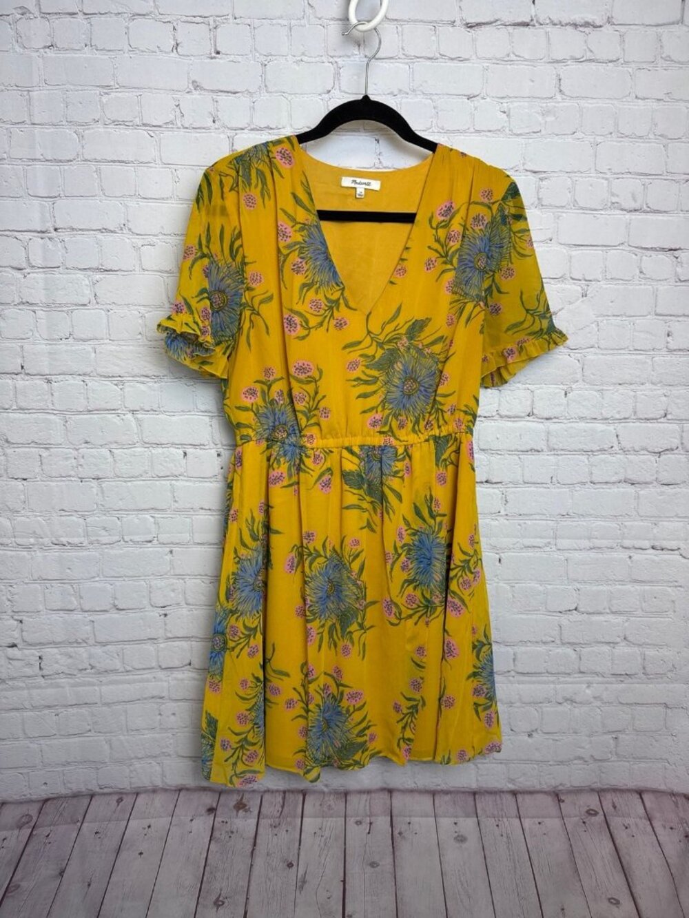 Madewell v neck colorful floral cottagecore shift dress size 10 whimsical